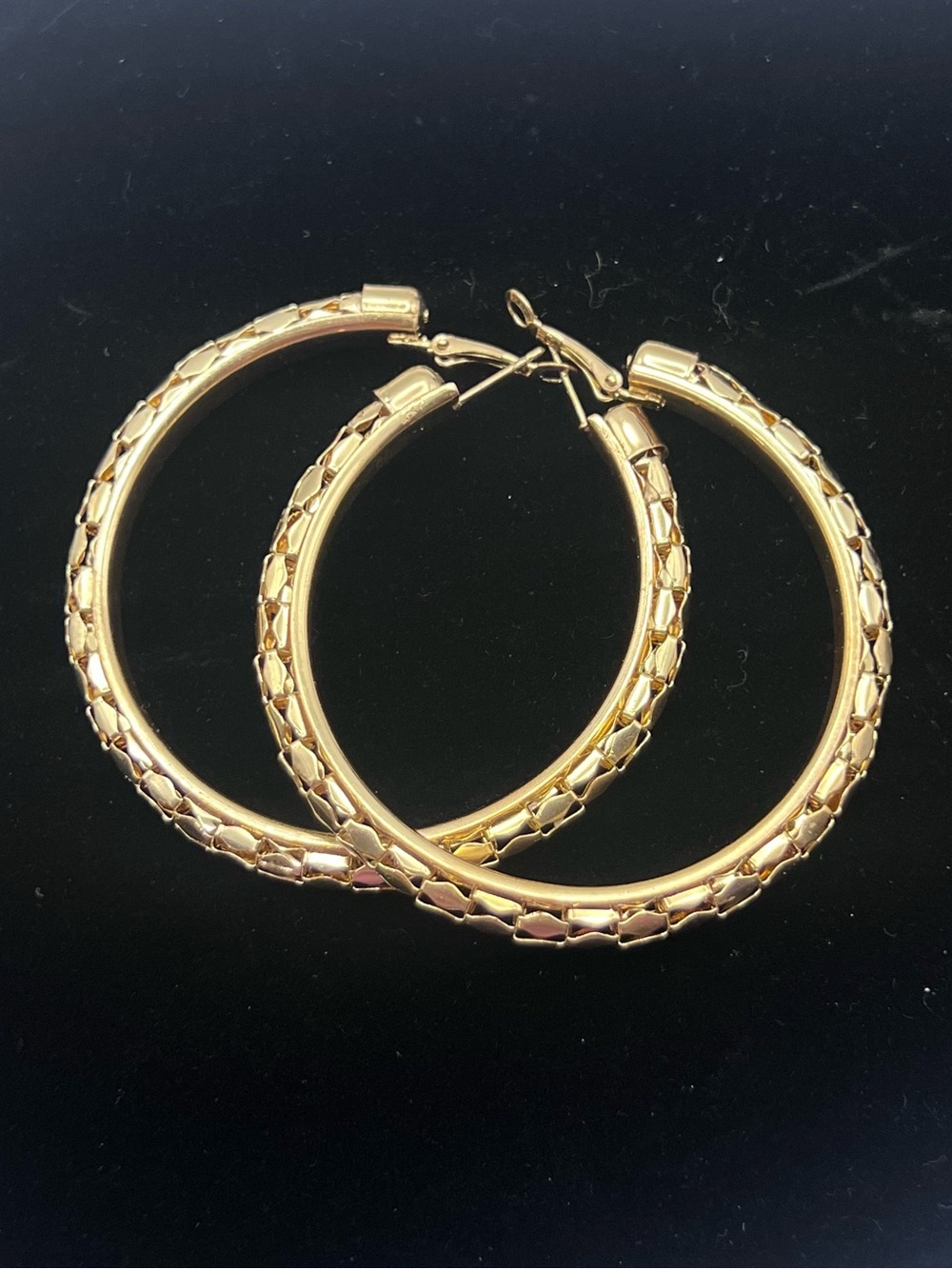 Classic Gold Textured Hoop Earrings - Women Jewelry